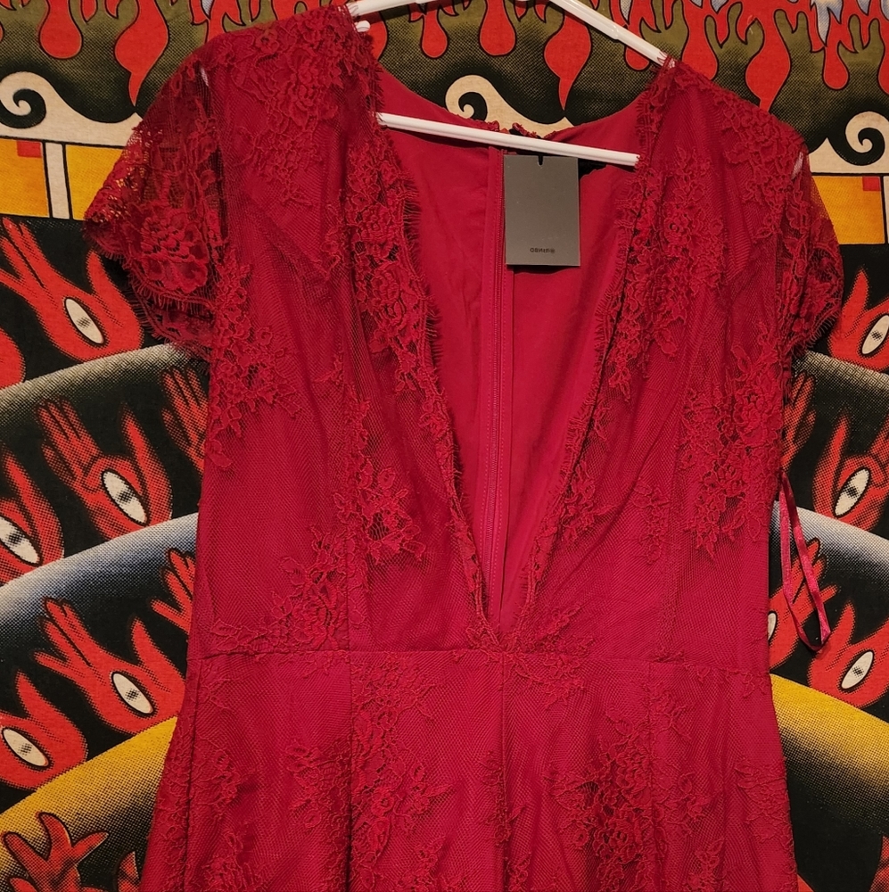 Brand new red lace romper shorts outfit.